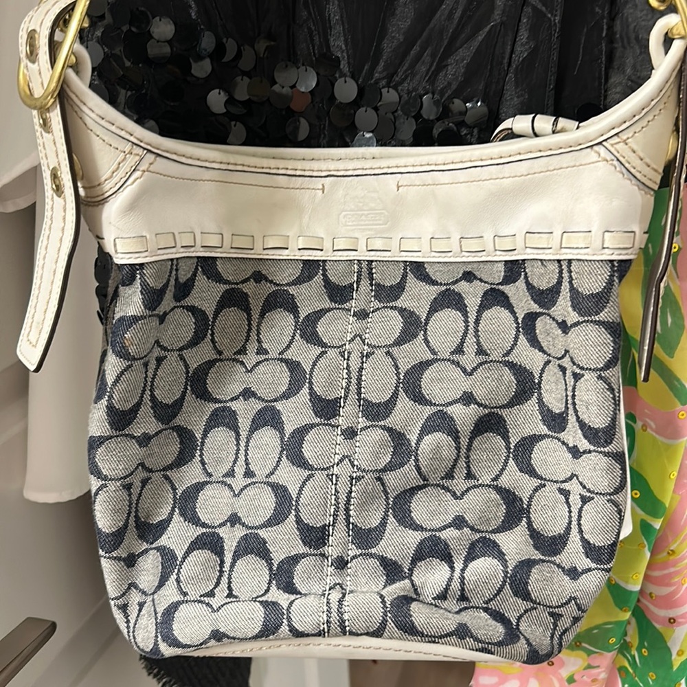 Coach Signature Denim Y2K Blue and White Crossbody Bag Excellent Condition